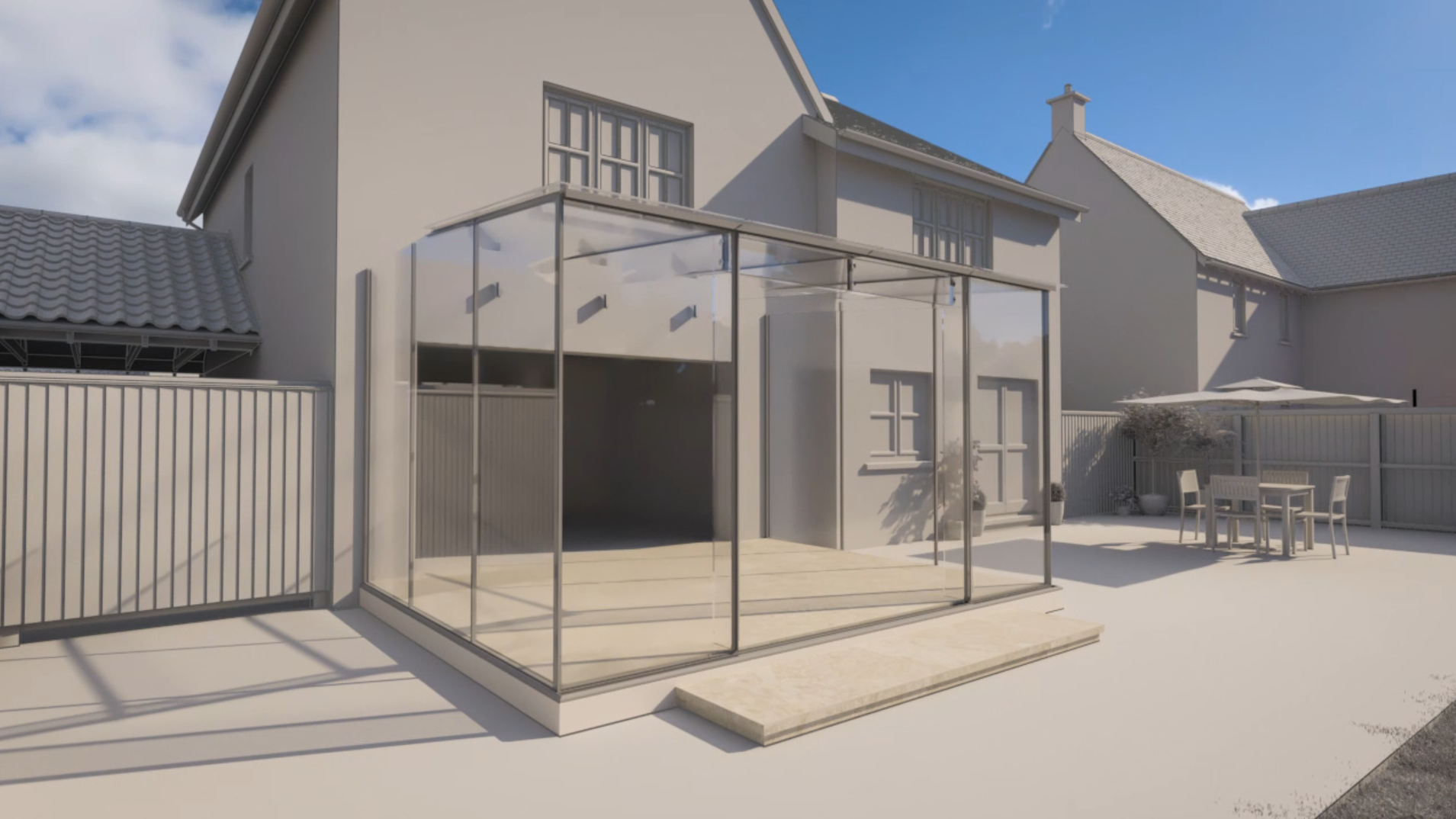 3D render of glass extension