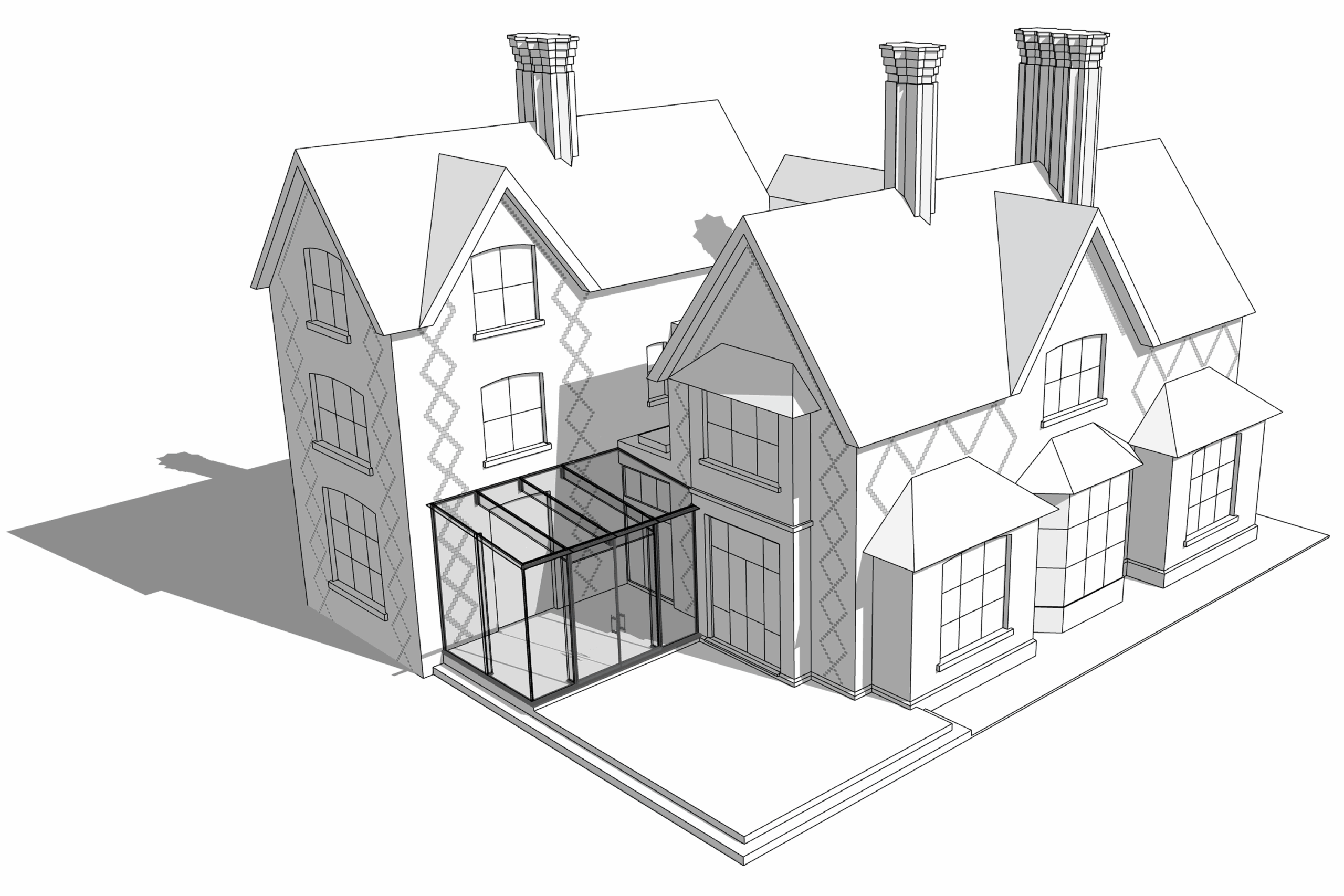 concept sketch developed from the initial 3D laser scan data.