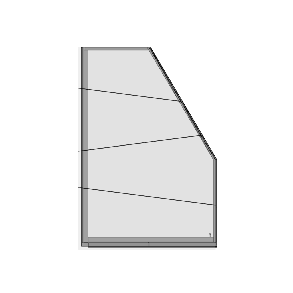 Plan drawing showing the angled glass roof profile of the extension.