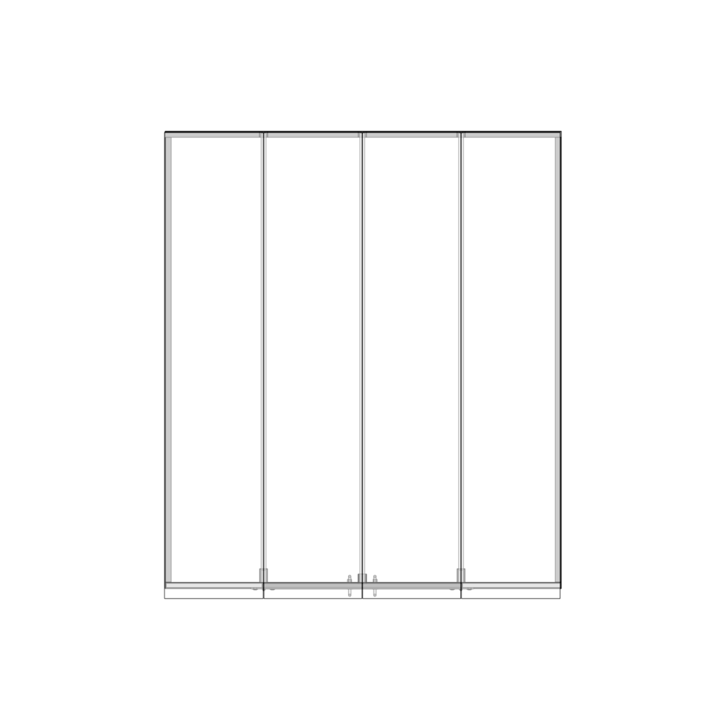 Roof plan drawing showing the profile and layout of three low-iron structural glass roof beams.